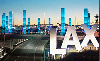 Los Angeles City lights up the Los Angeles International Airport Pylons in Teal in honor of National Ovarian Cancer Awareness Month