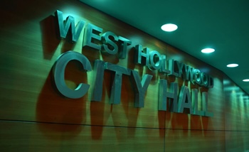 West Hollywood lights up its City Hall in Teal in honor of National Ovarian Cancer Awareness Month